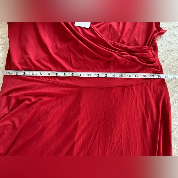 NEW! Haute Red Cotton Polyester Blend Mid Length Dress Women’s size 2X - Picture 11 of 15